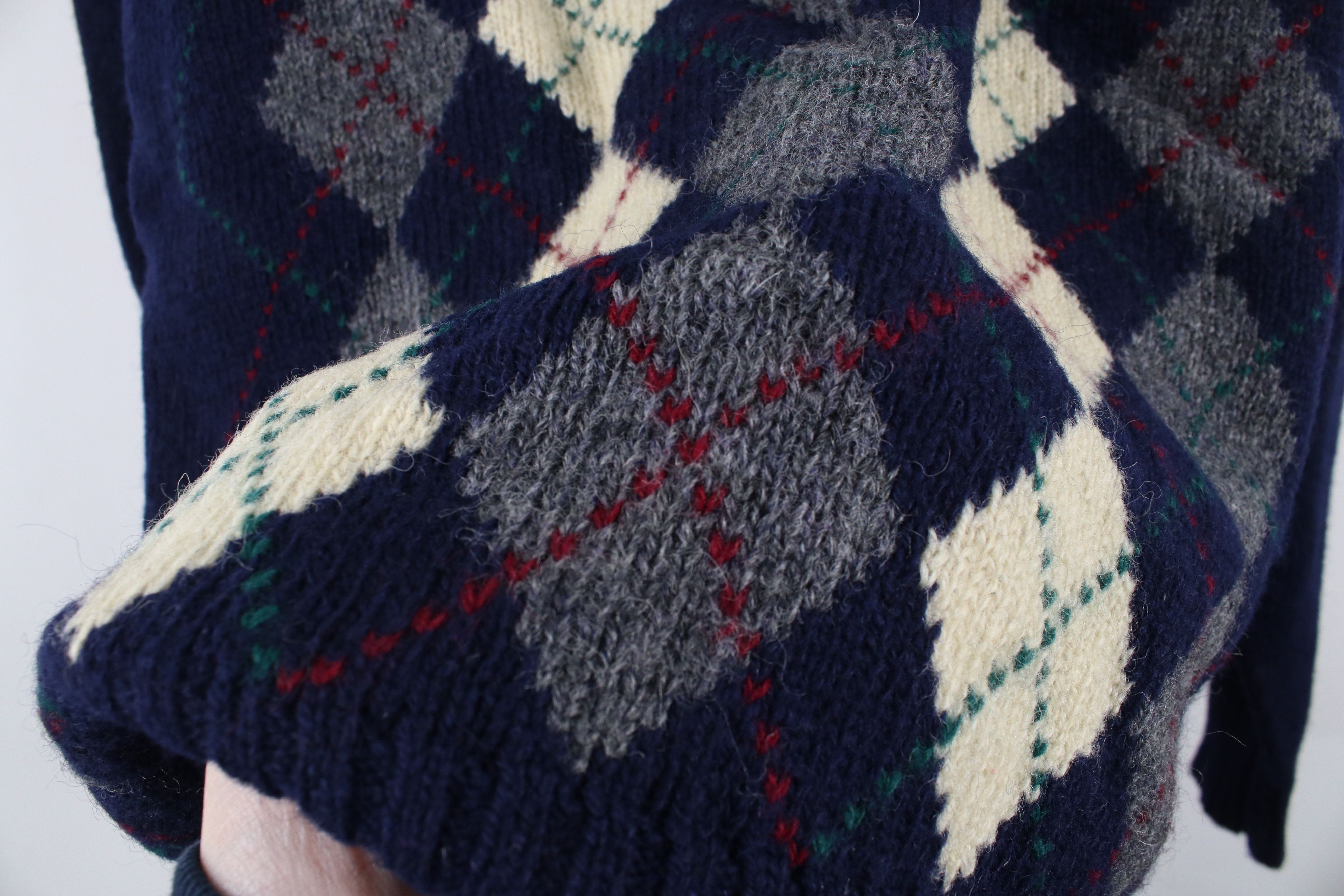 Vintage Vintage 70s Streetwear Argyle Scottish Shetland Wool Sweater Size US L / EU 52-54 / 3 - 4 Thumbnail