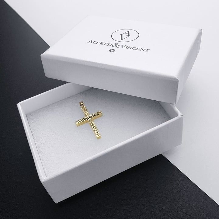 Other Latin Cross D-Cut Pave Crucifix Real 14k Yellow Gold Pendant Size ONE SIZE - 1 Thumbnail