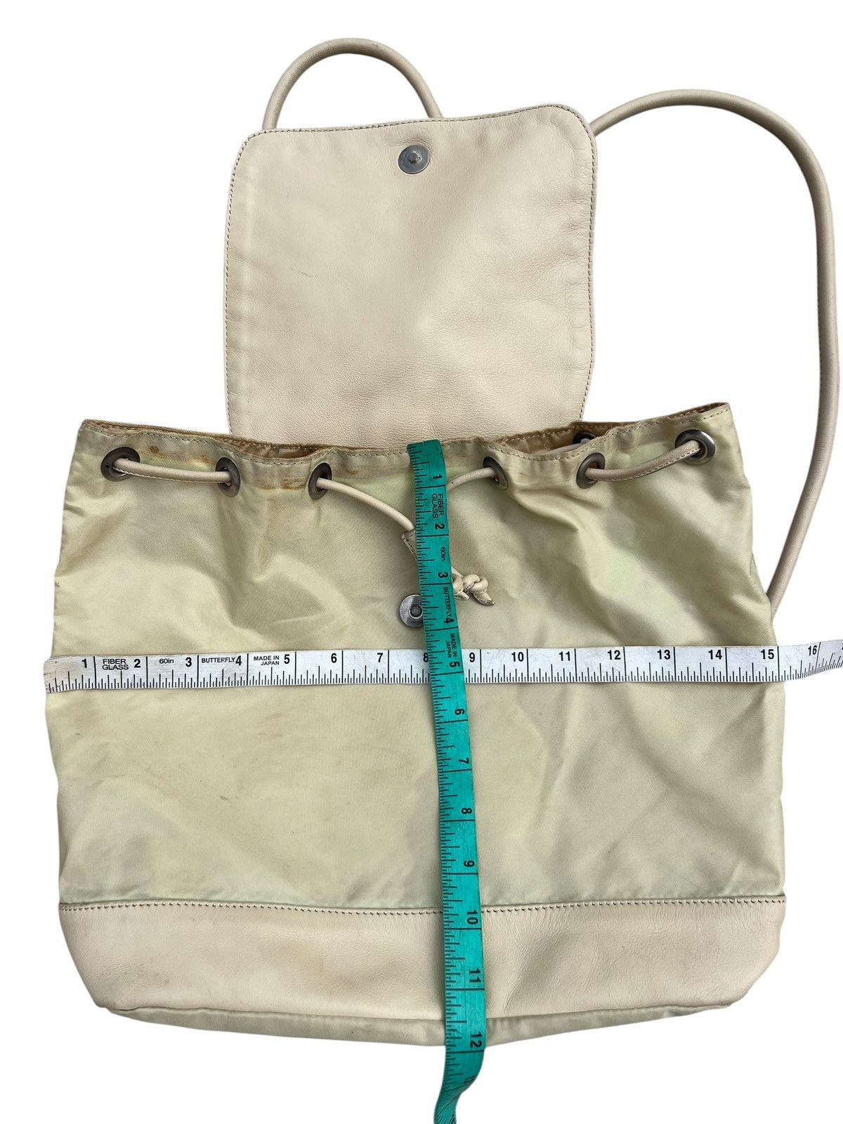 Leather Vintage MaxMara Scratches Patina Leather Nylon Backpack Size ONE SIZE - 3 Thumbnail