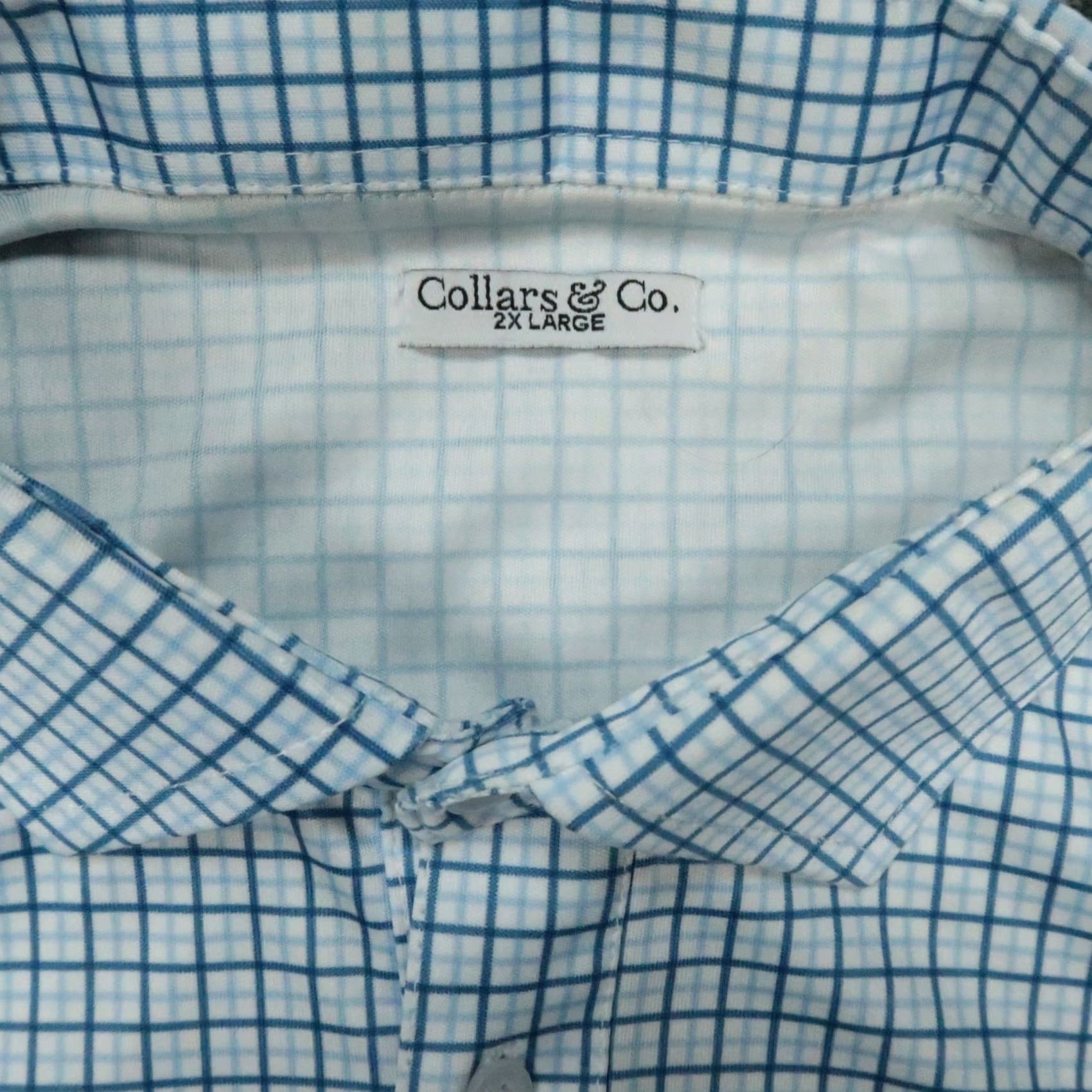CO VINTAGE: Collars & Co Shirt Mens XXL Blue Check Polo Short Sleeve Golf Wicking Stretch Size US XXL / EU 58 / 5 - 3 Thumbnail