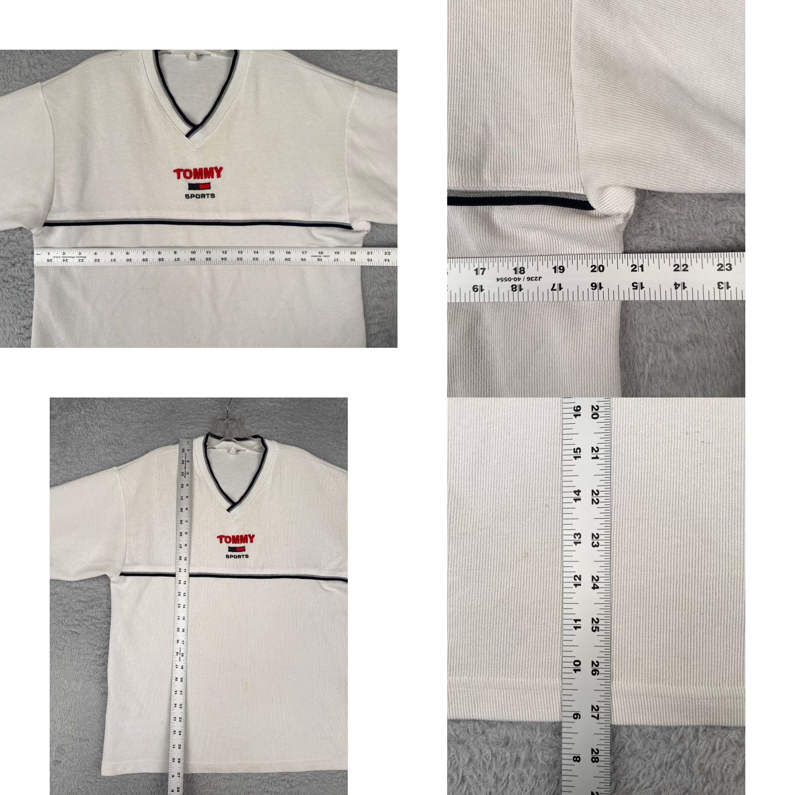 Tommy Hilfiger Tommy Hilfiger Sports Shirt Men Medium White V-Neck Cotton Ribbed Made USA Read Size US M / EU 48-50 / 2 - 8 Thumbnail