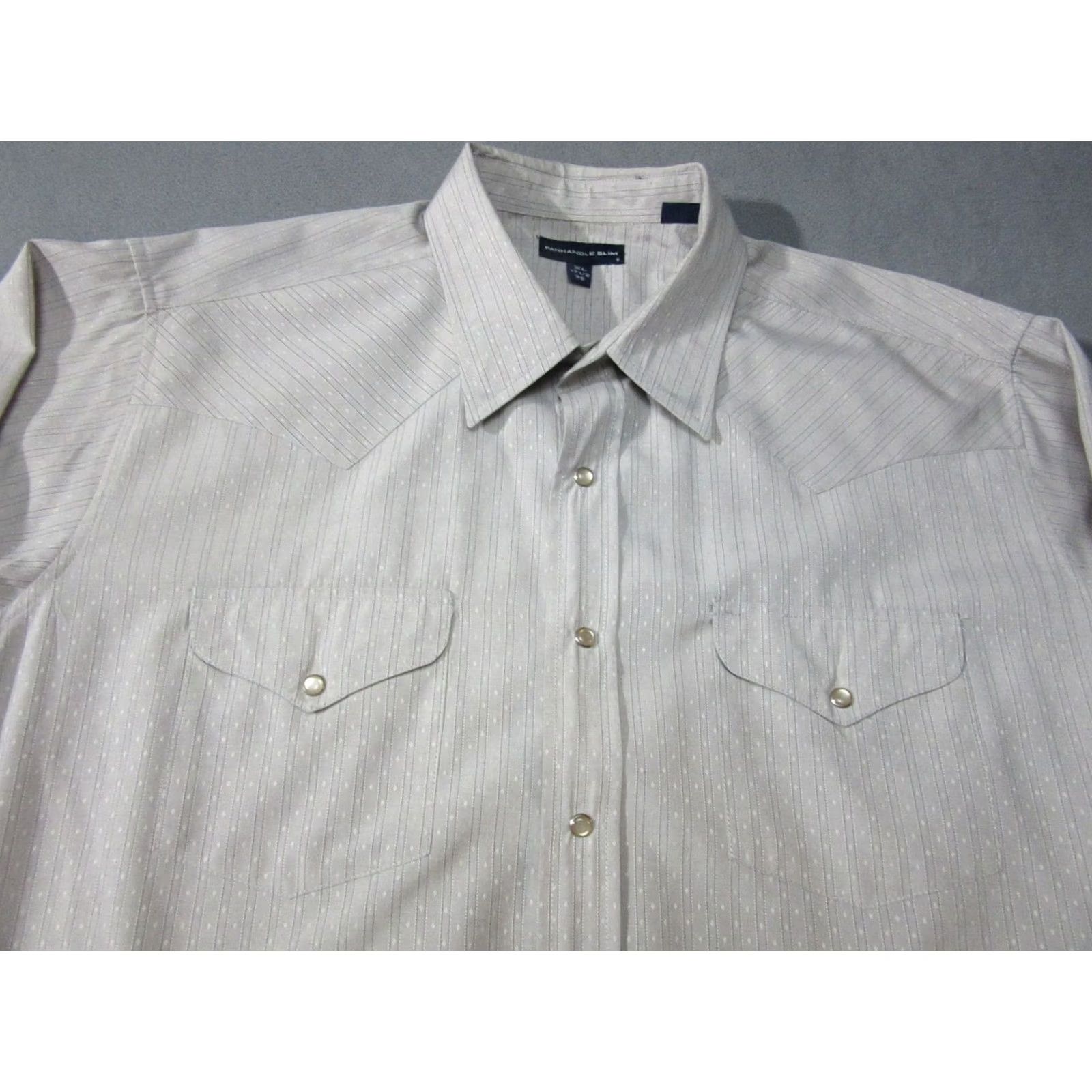 Vintage Panhandle Slim Shirt Mens XL Gray Striped Western Long Sleeve Pearl Snap 17.5 35 Size US XL / EU 56 / 4 - 4 Thumbnail