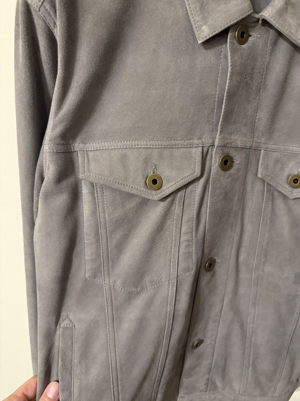 Billy Reid Grey Suede Leather Trucker Jacket Billy Reid Medium Size US M / EU 48-50 / 2 - 3 Thumbnail