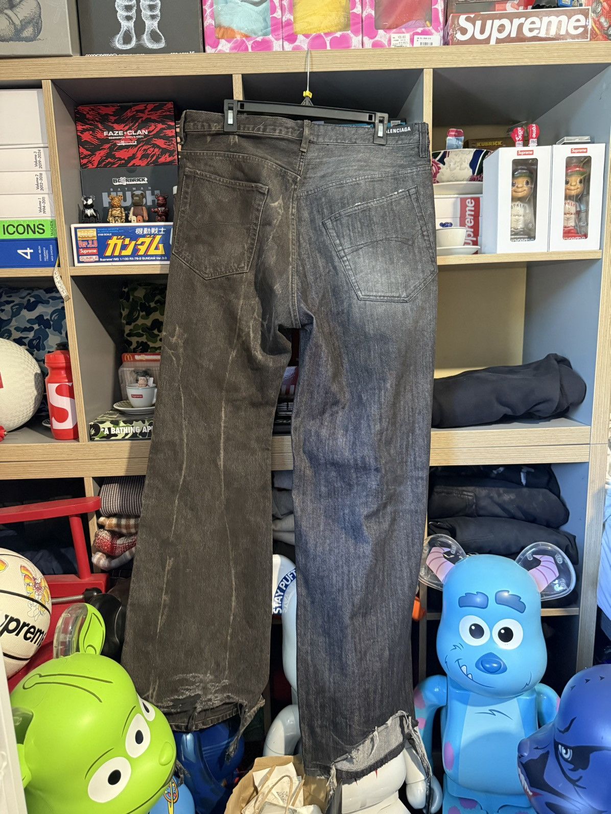 Balenciaga Balenciaga Washed Black Distressed Drawstring Wide Leg Jeans Size US 34 / EU 50 - 4 Thumbnail