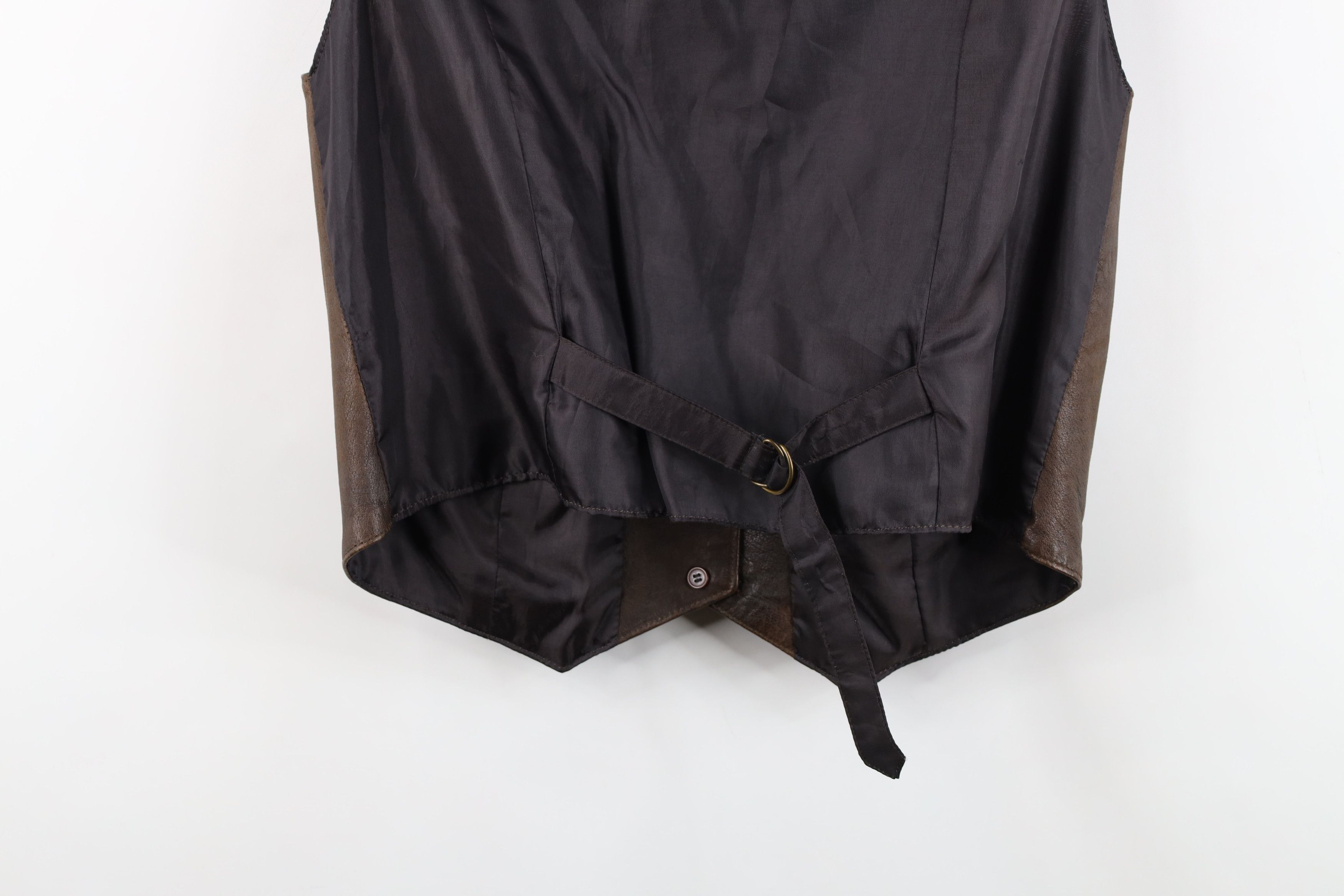 Vintage Vintage 90s Streetwear Buckle Back Leather Vest Jacket Brown Size XL / US 12-14 / IT 48-50 - 15 Thumbnail