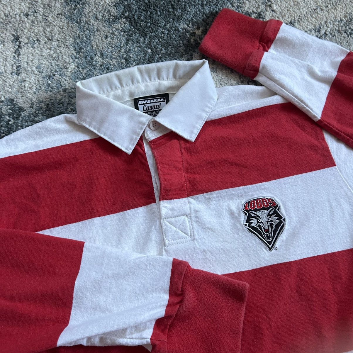 Barbarian UNiVERSiTY of NEW MEXiCO LOBOS PEPPERMiNT STRiPE RUGBY SHiRT Size US L / EU 52-54 / 3 - 12 Thumbnail