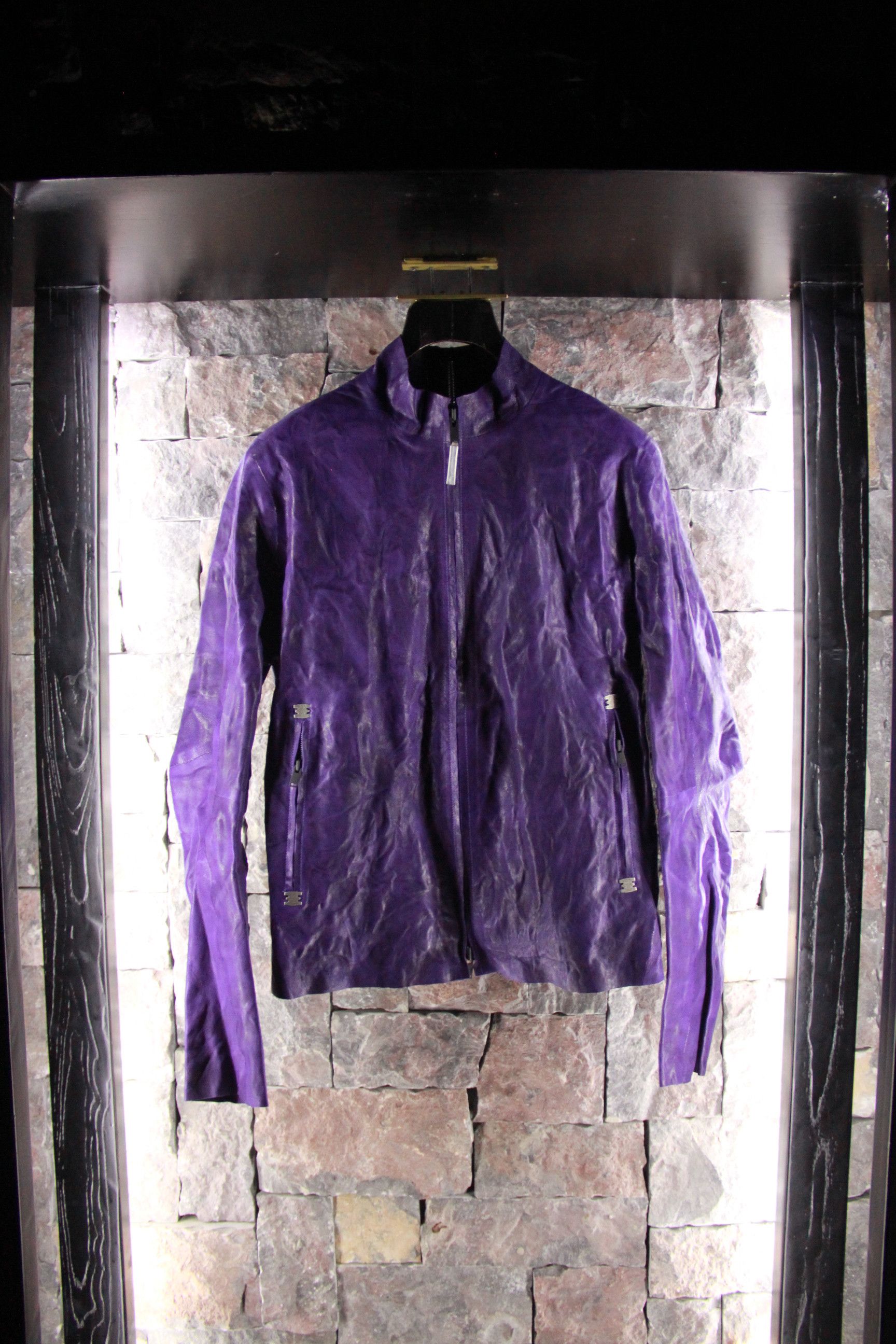 Isaac Sellam Experience Rick Owens Purple Iron Spine Leather Jacket Size US L / EU 52-54 / 3 - 4 Thumbnail