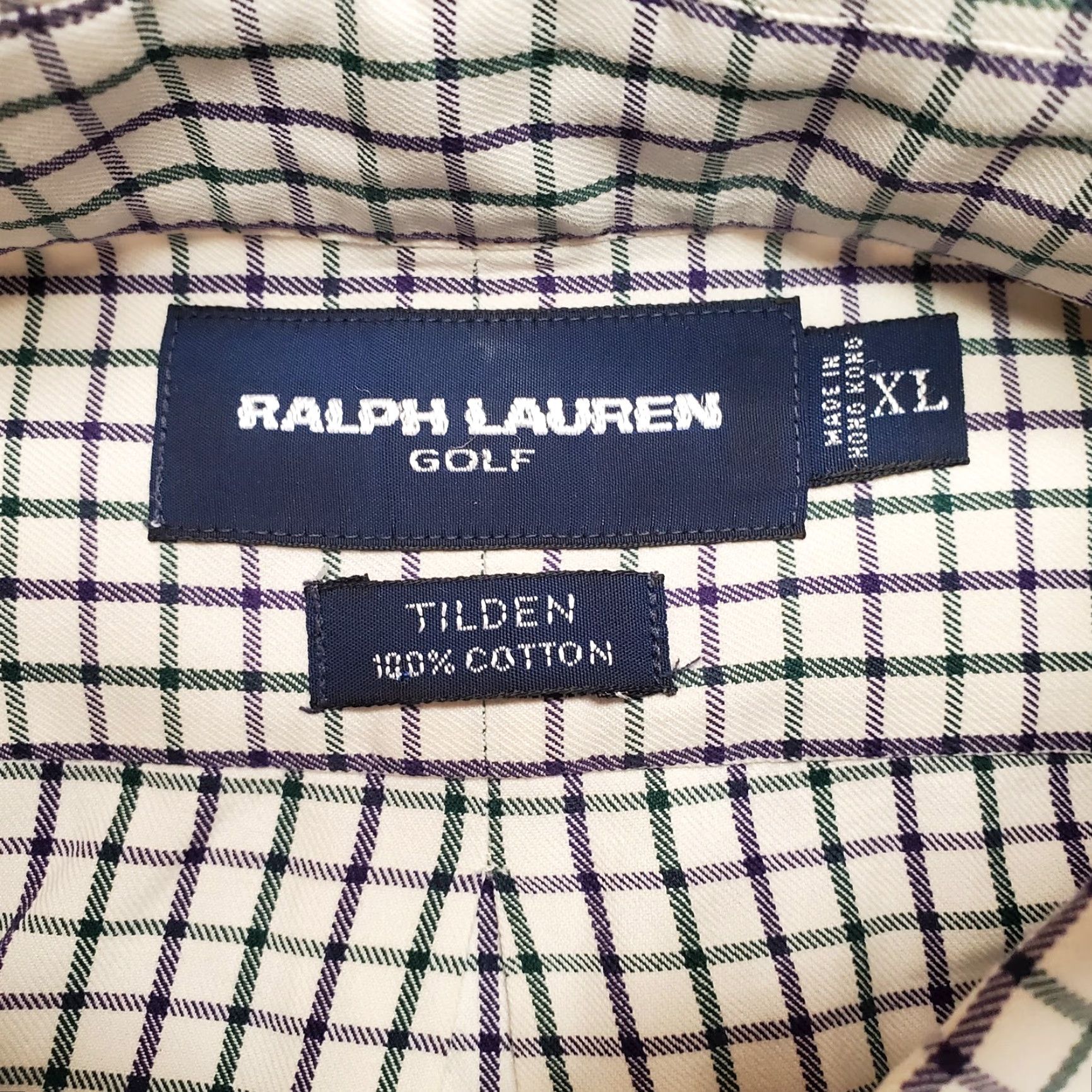 Ralph Lauren VINTAGE Ralph Lauren Tilden Golf Shirt Mens XL Blue Green Window Pane 100% Cotton Button-Up Shirt Mens XL Blue Green Window Pane Cotton Button-Up Size US XL / EU 56 / 4 - 3 Thumbnail