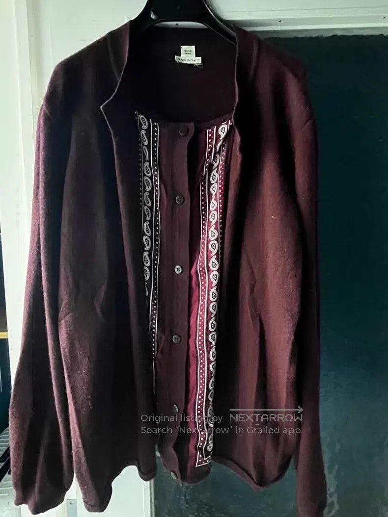 Hermes Hermes Burgundy Knit Open Cardigan, Fake Two-Piece Style Size M / US 6-8 / IT 42-44 - 1 Thumbnail