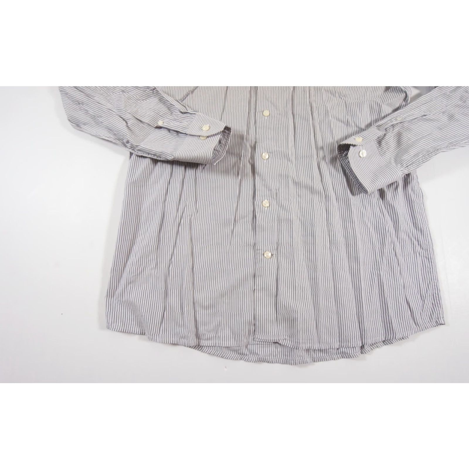 Eton VINTAGE ETON Men's Shirt Long Sleeve Button Up Gray Cotton Business Casual Formal 42 Size 42R - 3 Thumbnail