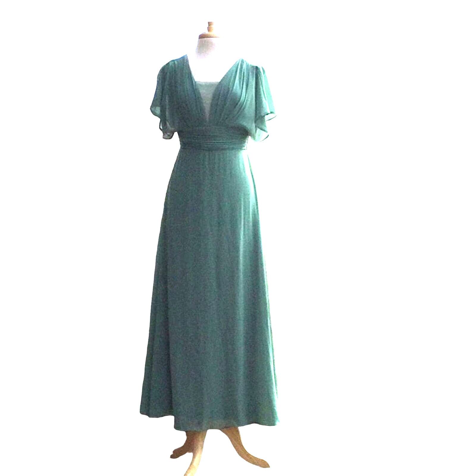 Other Ever Pretty Sage Green Lace Gauging Waist Evening Maxi Dress Size S / US 4 / IT 40 - 18 Thumbnail