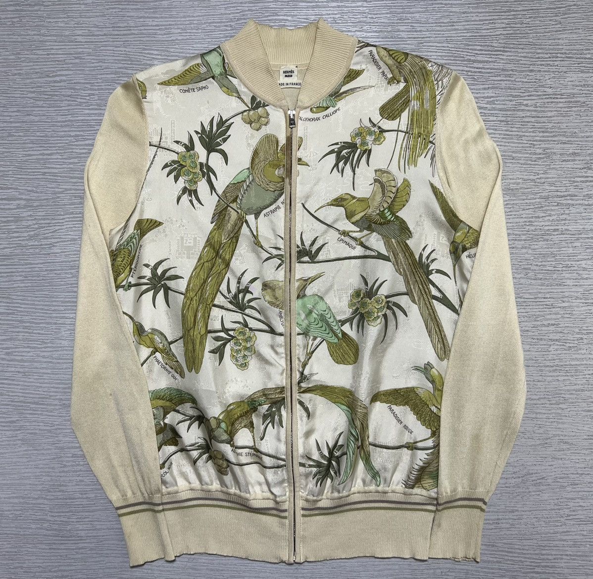 Hermes Hermes - Birds Print Silk Zipped Cardigan Bomber Jacket Size S / US 4 / IT 40 - 2 Thumbnail