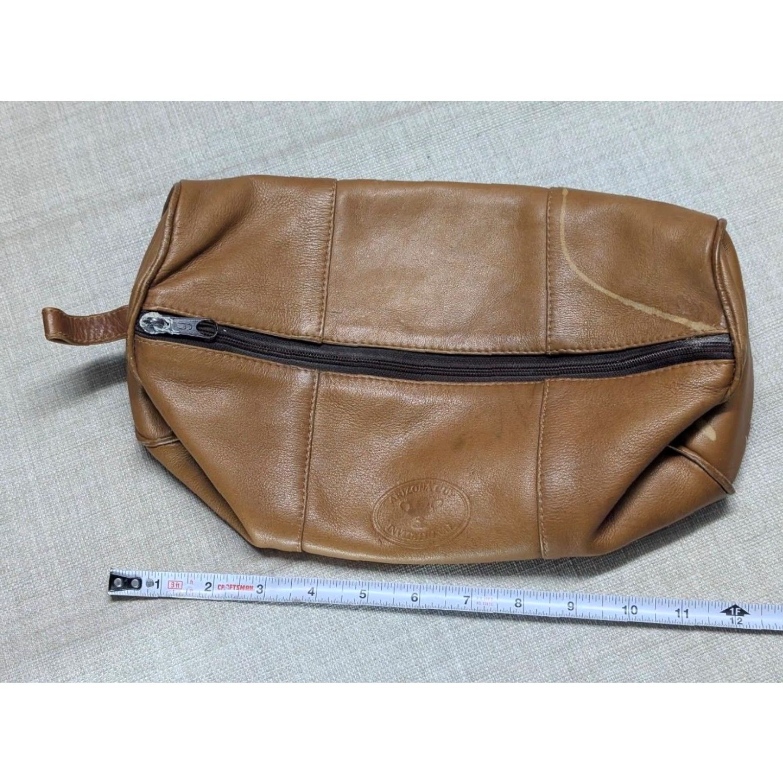 Vintage VINTAGE ARIZONA CUP leather TOILETRY BAG brown MEN Small Leather Tote 5" tall 12" across 7" wide Size ONE SIZE - 7 Thumbnail