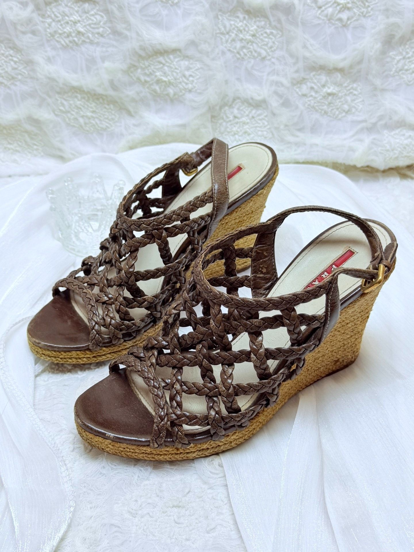 Prada Prada Knit Brown Sandals us_7 Women Size US 7 / IT 37 - 1 Thumbnail