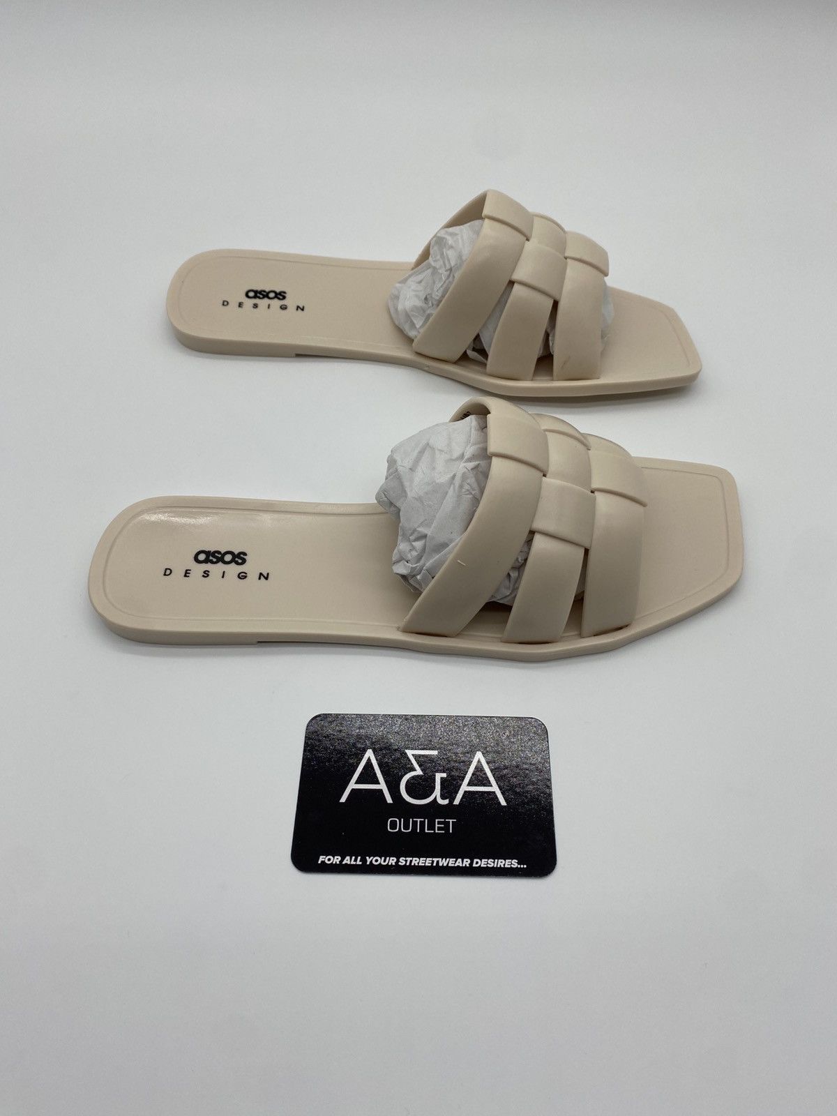 Asos Asos Design Fame Woven Flat Sandals Beige US 7 Brand New Size US 7 / IT 37 - 1 Thumbnail