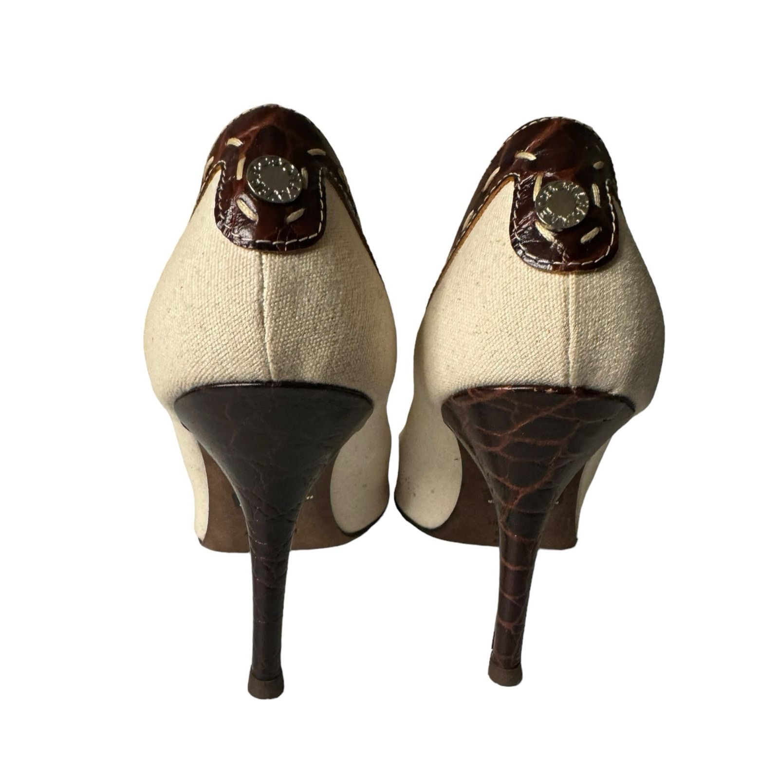 Bcbgmaxazria BCBGmaxazria Vintage Stiletto Pumps Cream Brown TINY FLAW Size US 7.5 / IT 37.5 - 5 Thumbnail