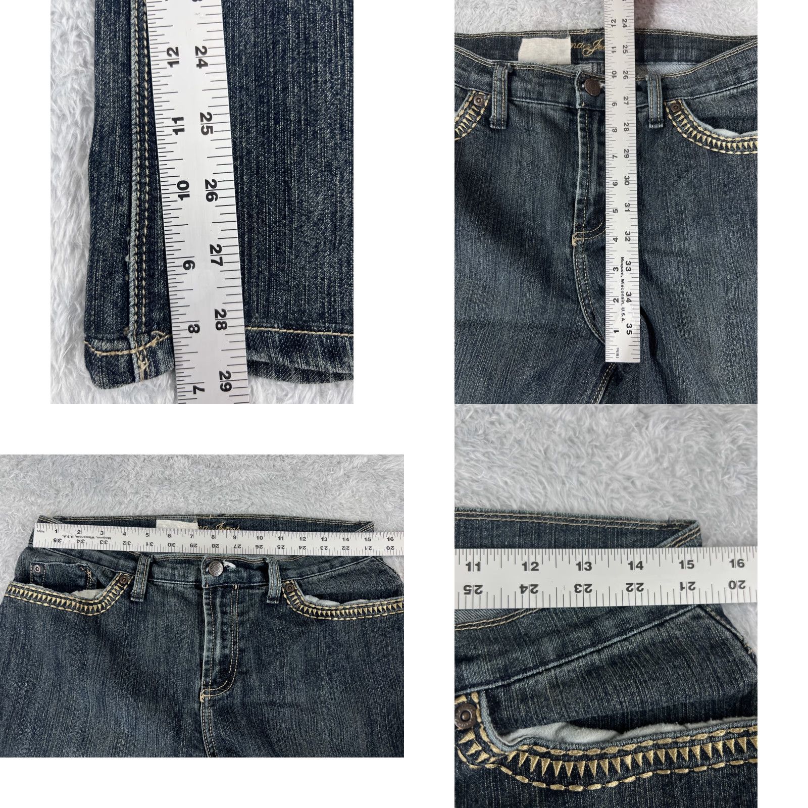 Vintage Zena Jeans Womens 30 Blue Denim Bootcut Embroidered Cotton Dark 30x29 Regular Women Jeans Measurements 5-Pocket Design Stretch Vintage No Size 30" / US 8 / IT 44 - 8 Thumbnail
