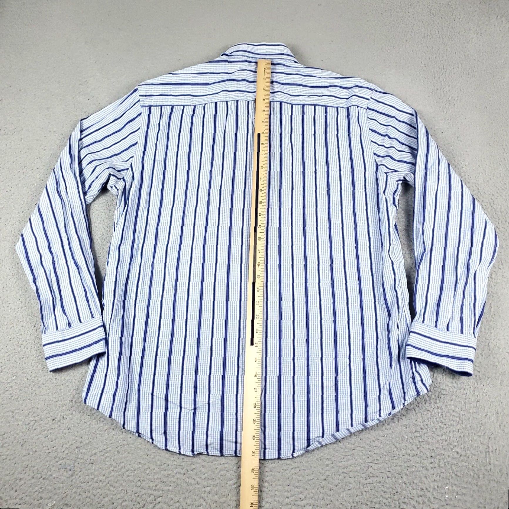 BUGATCHI Bugatchi Uomo Button-Up Shirt Men's XL Blue Striped Long Sleeve Regular Fit Size US XL / EU 56 / 4 - 4 Thumbnail