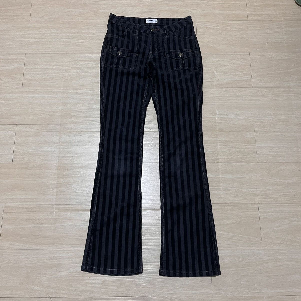 Japanese Brand 2000s Fatigue Flare Striped Corduroy Pants Camel Road Size US 28 / EU 44 - 1 Thumbnail