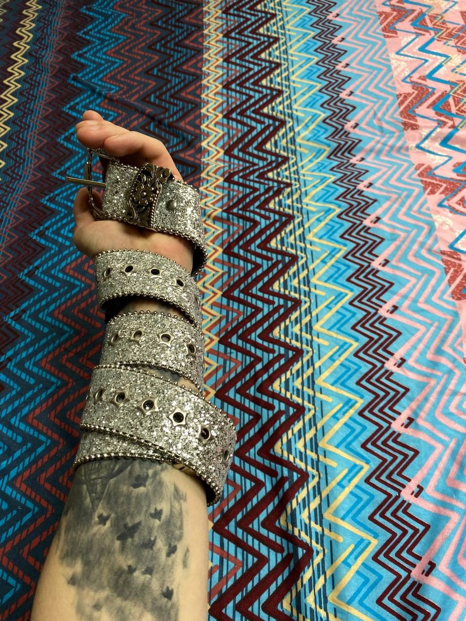 Japanese Brand × Vintage Vintage leather rhinestones belts BB Simon style punk y2k Size ONE SIZE - 2 Thumbnail