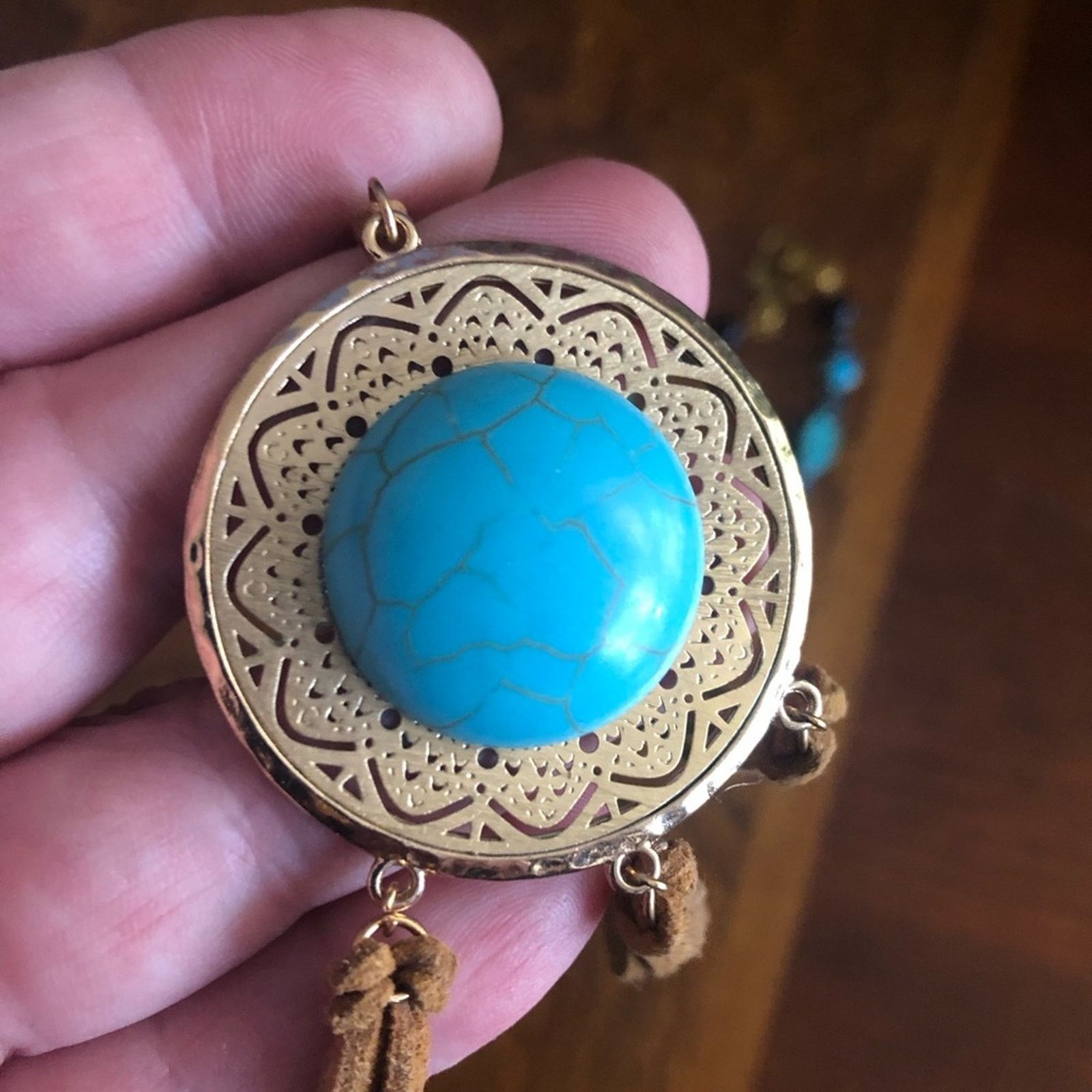 Handmade Handcrafted southwest style natural stone medallion necklace Size ONE SIZE - 10 Thumbnail