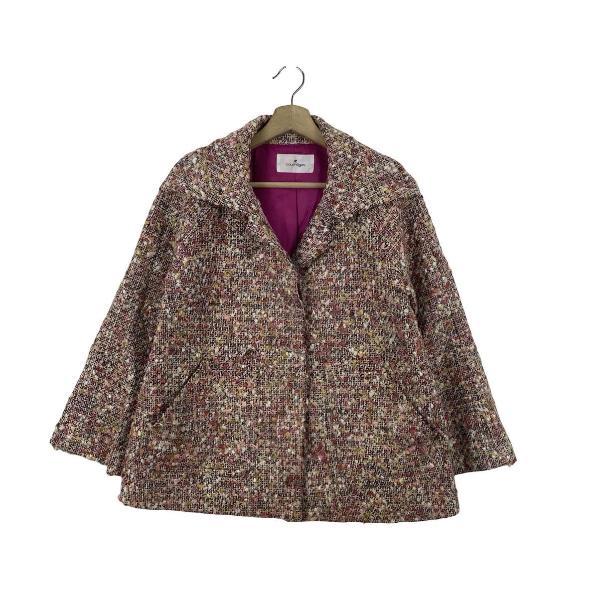 Courreges Vintage COURREGES TWEED Jacket Cropped Coat Paris Designer Size M / US 6-8 / IT 42-44 - 4 Thumbnail