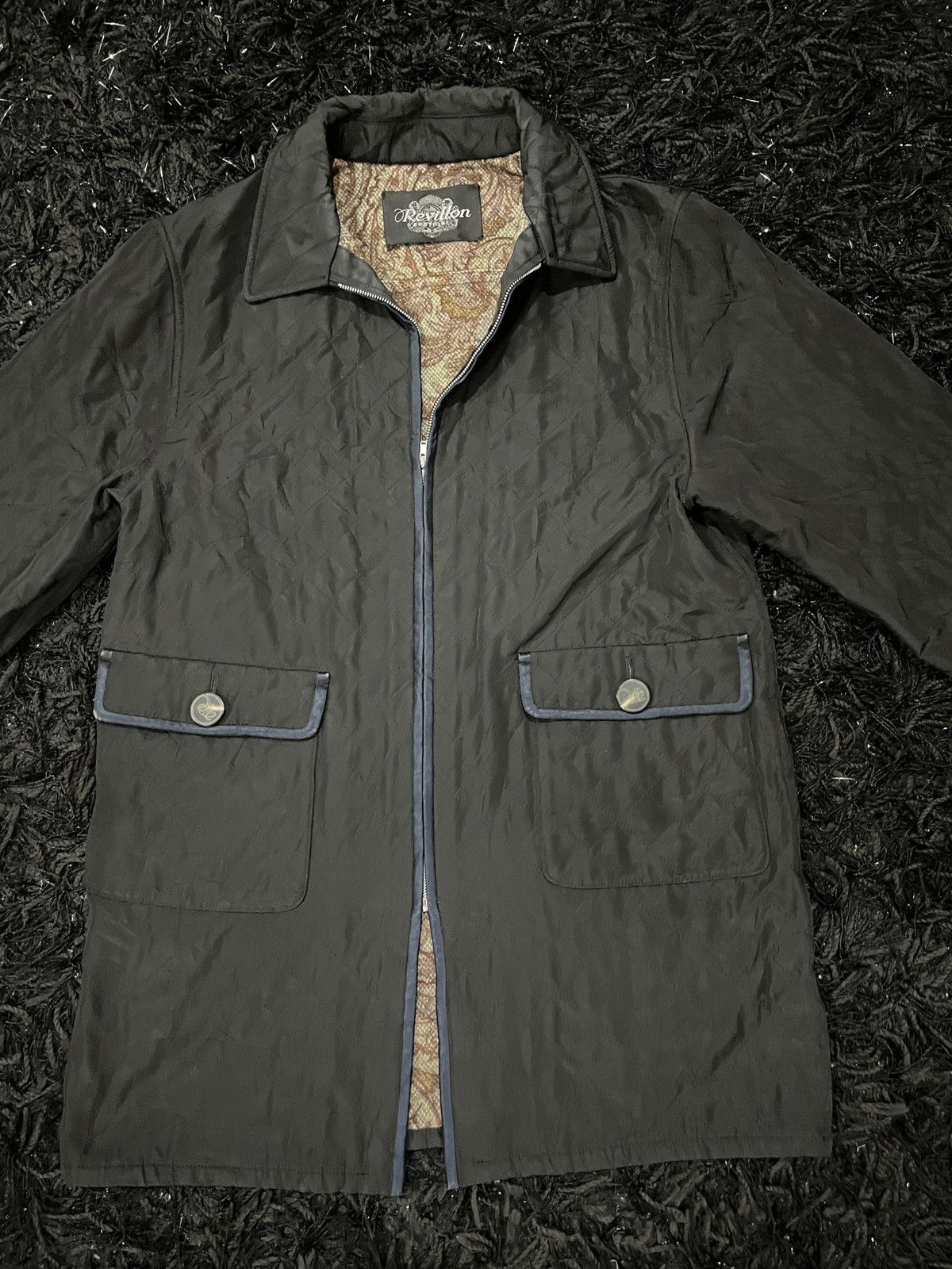 Designer Revillon Quilted Jacket Cashmere Classic Style Vintage Size US L / EU 52-54 / 3 - 3 Thumbnail