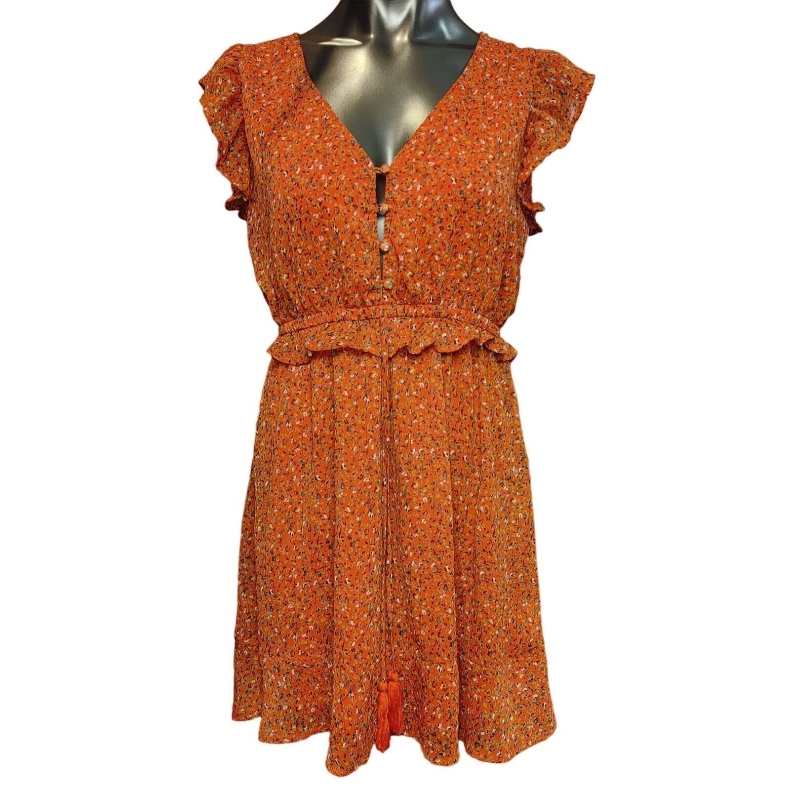 Other Trinhnology Women's Orange Floral Sleeveless Ruffled V-Neck Size M / US 6-8 / IT 42-44 - 1 Thumbnail
