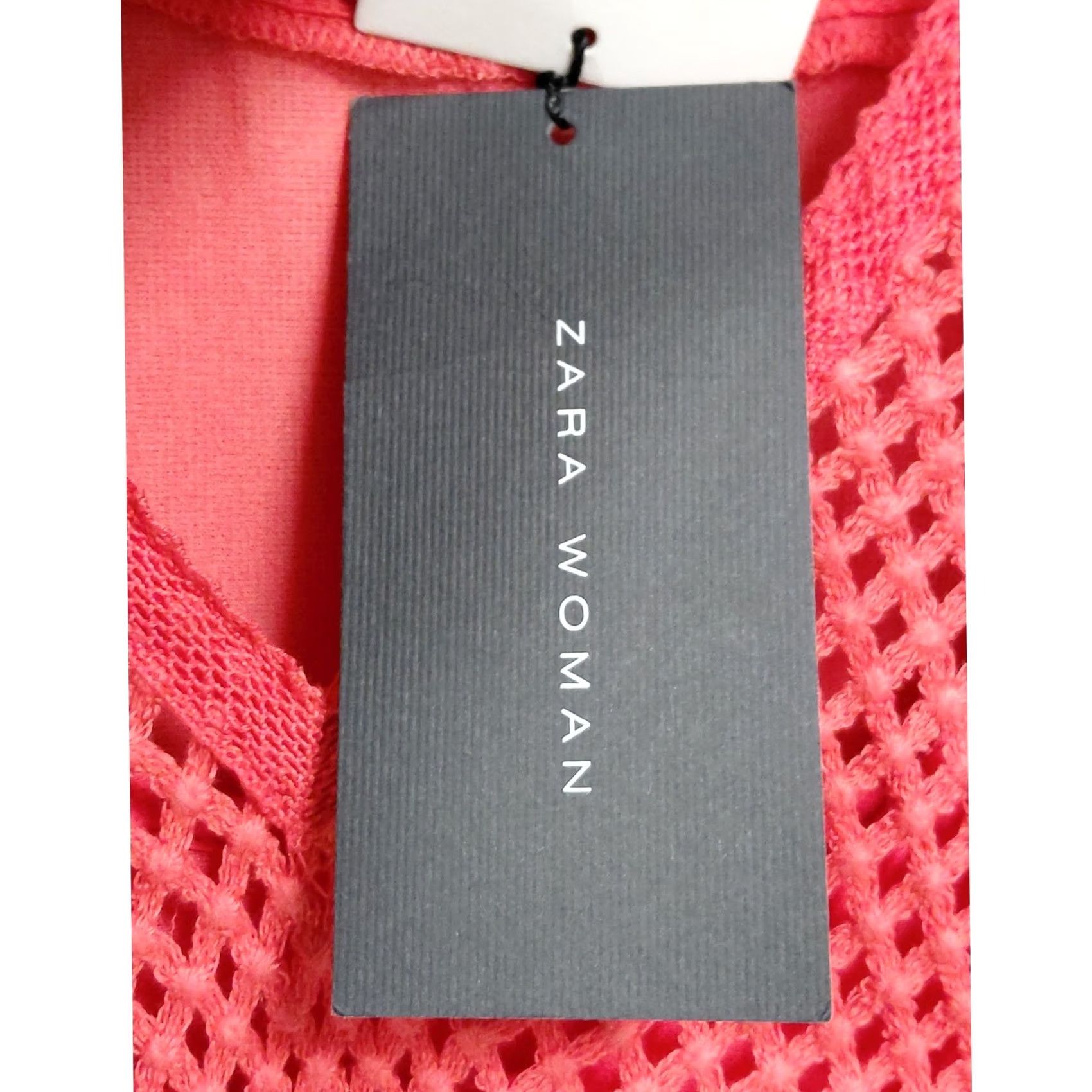 Zara VINTAGE? (No) Zara Woman Pink Tunic Top Solid Polyester 3/4 Sleeve M Women V-Neck Crochet A-Line Knee Length Casual Shirt Size M / US 6-8 / IT 42-44 - 7 Thumbnail
