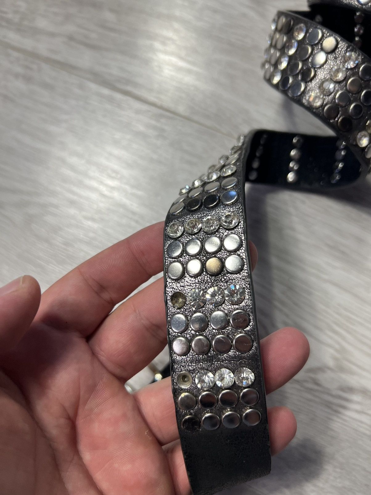 Vintage Vintage Avant Garde Studded Leather Belt Y2K Style Size ONE SIZE - 4 Thumbnail