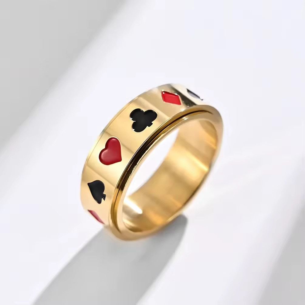 Jewelry Ace Of Spades Poker Fidget Spinner Ring ( Size 7 -12 ) in Gold, Men's