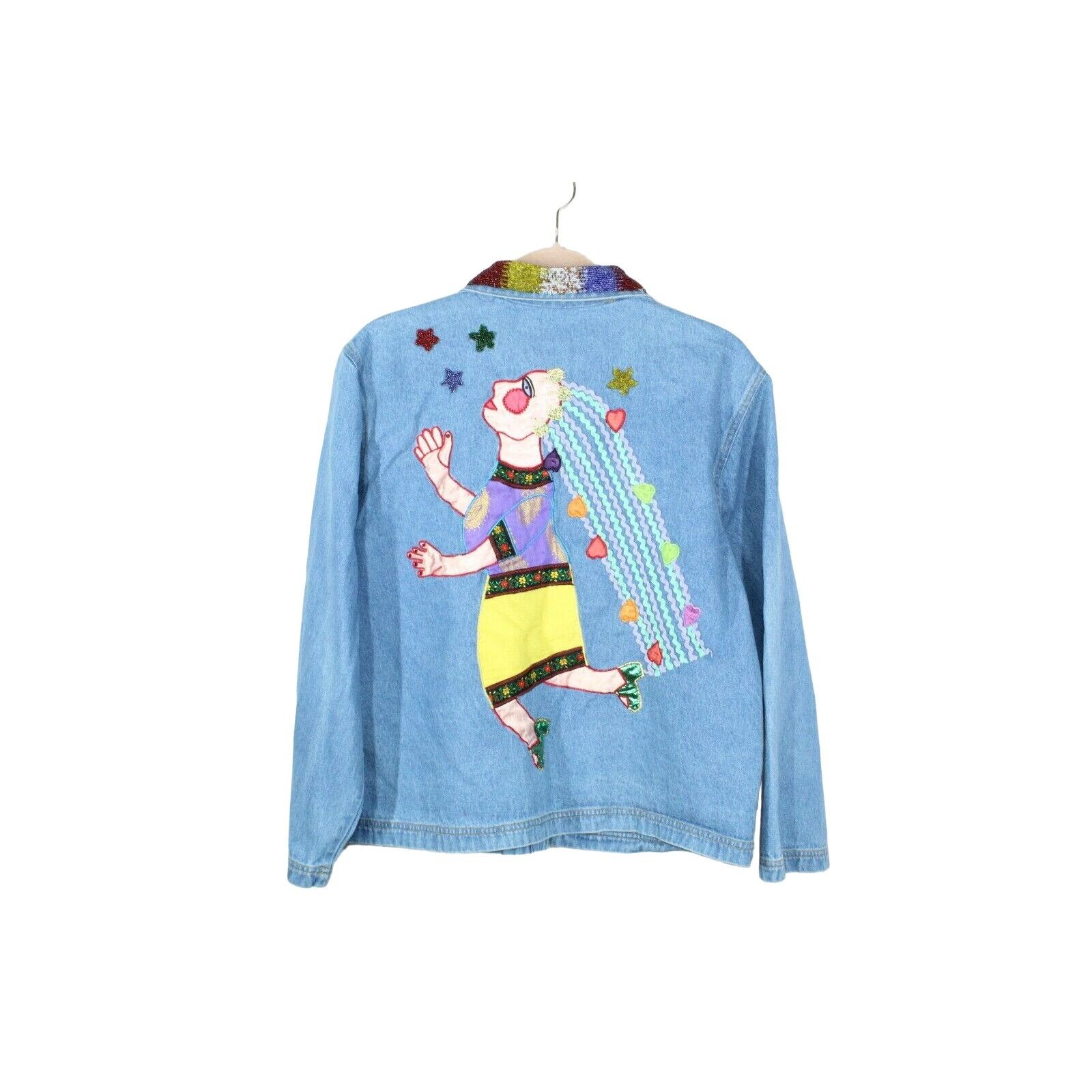 Other Chico's Design Womens Button Front Beaded Denim Jacket Size XS / US 0-2 / IT 36-38 - 4 Thumbnail