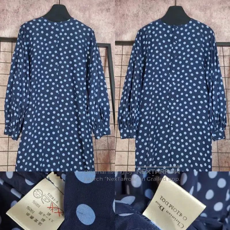 Dior Dior Navy Polka Dot Silk Dress Size M . Size M / US 6-8 / IT 42-44 - 1 Thumbnail