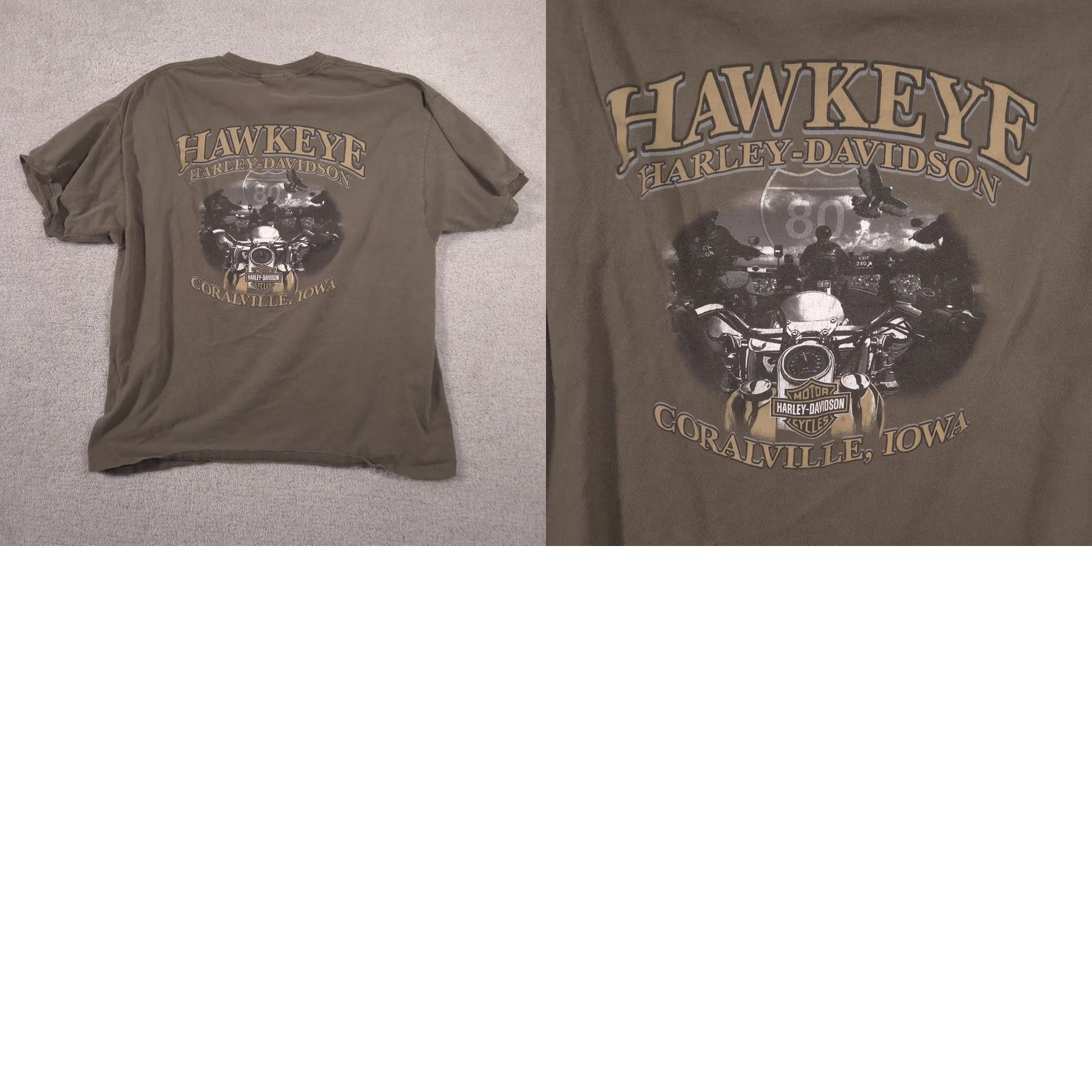 Harley Davidson Harley-Davidson Shirt Mens L Green Hawkeye Coralville Iowa Biker Graphic Tee Size US L / EU 52-54 / 3 - 9 Thumbnail