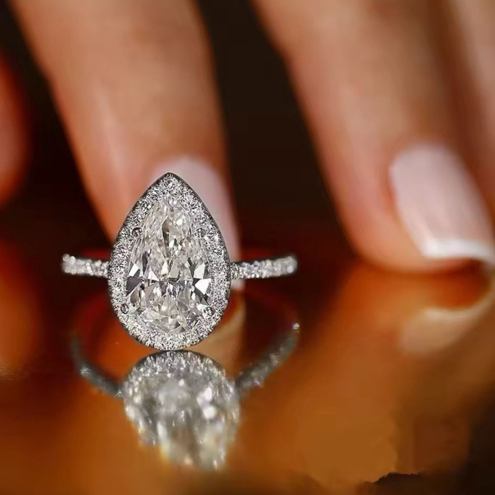 Other Water Drop Women Ring Micro Paved Crystal Zircon Ring 7, 8 Size ONE SIZE - 3 Thumbnail
