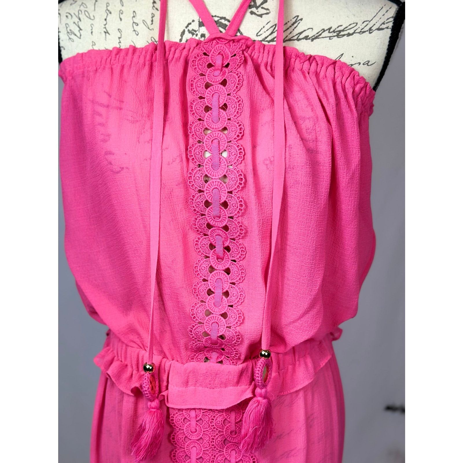 Ramy Brook Ramy Brook Priscilla Sleeveless Halter Tassels Dress Pink L Size L / US 10 / IT 46 - 4 Thumbnail