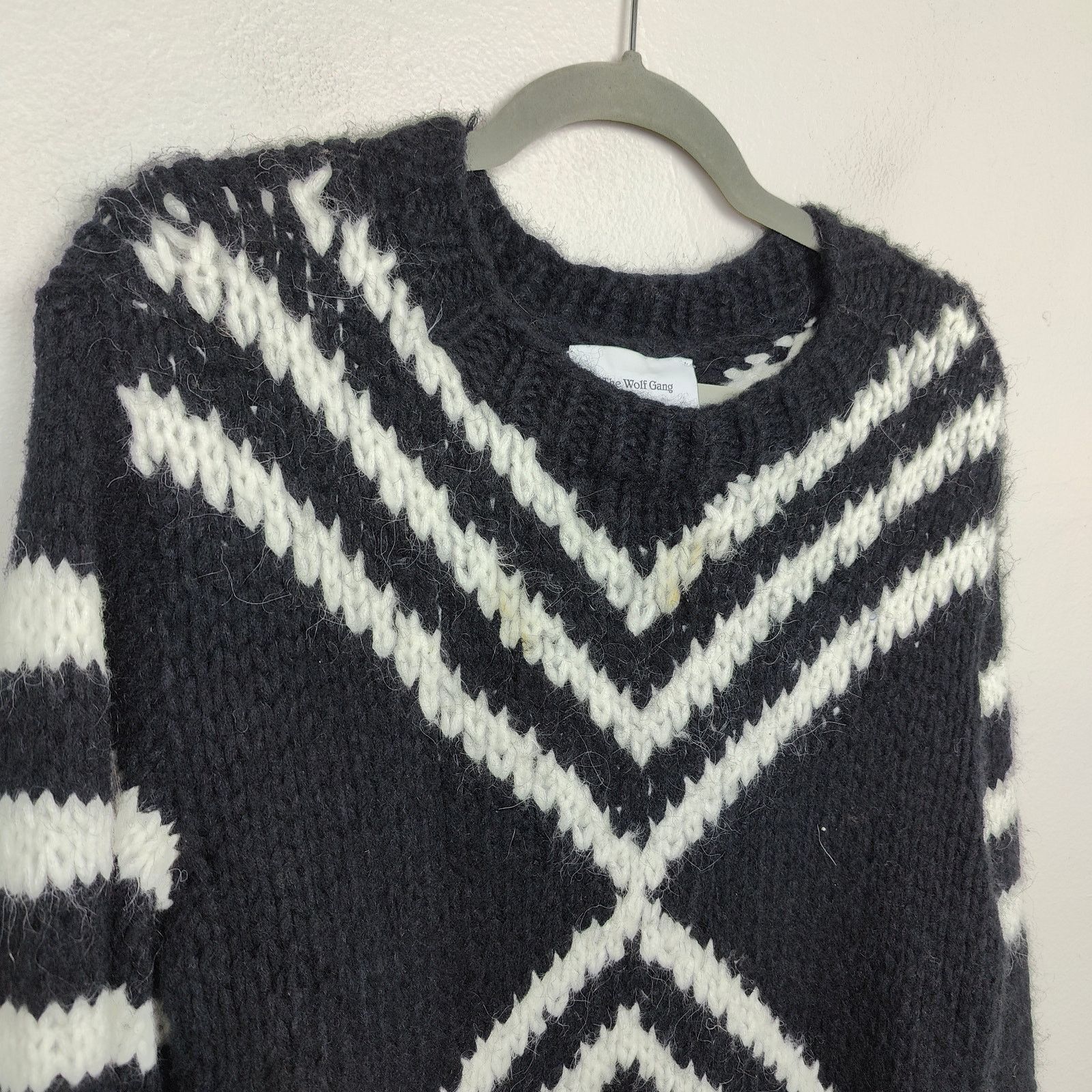 Other The Wolf Gang Sweater Womens XS S Black White Diagonal Knit Size S / US 4 / IT 40 - 2 Thumbnail