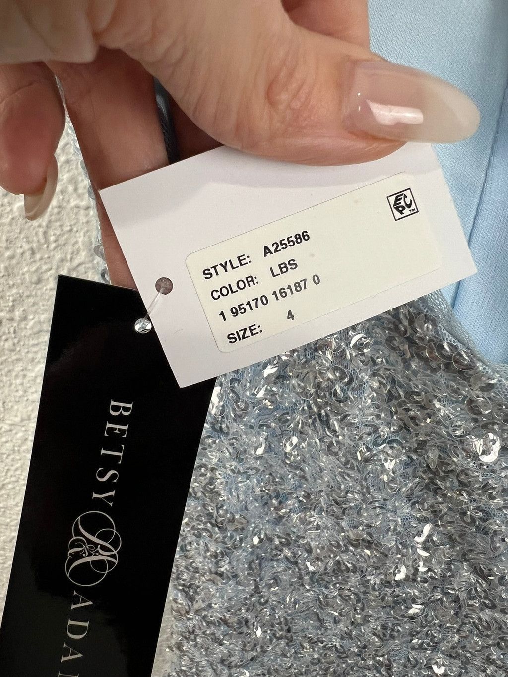 Other Betsy & Adam Ice Blue Silver Sequin Formal Gown, 4 Size S / US 4 / IT 40 - 6 Thumbnail