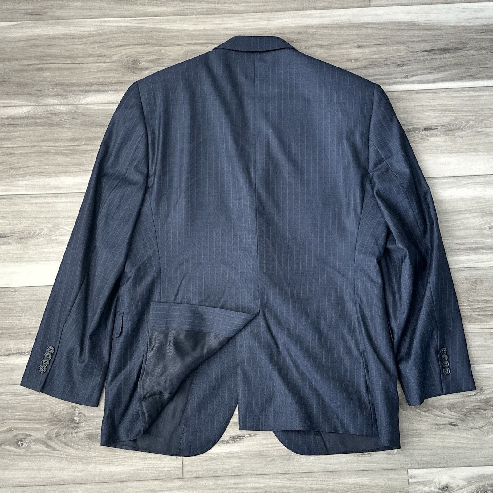 Daniel Cremieux Daniel Cremieux Loro Piana Super 130 Navy Pinstripe 42S Suit Size 42S - 24 Thumbnail