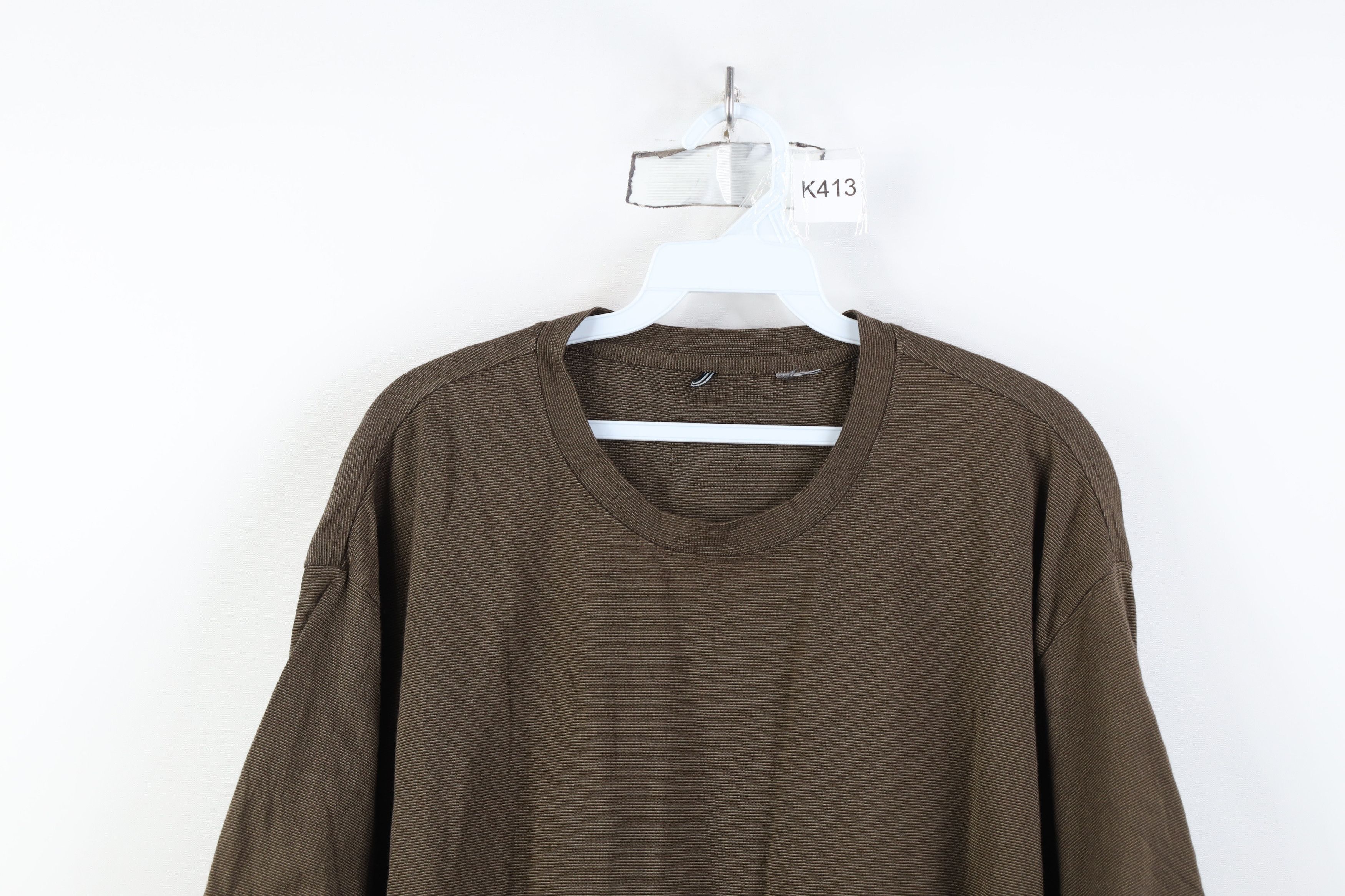 Vintage Vintage 90s Y2K Streetwear Blank Striped Knit T-Shirt Brown Size US XXL / EU 58 / 5 - 2 Thumbnail