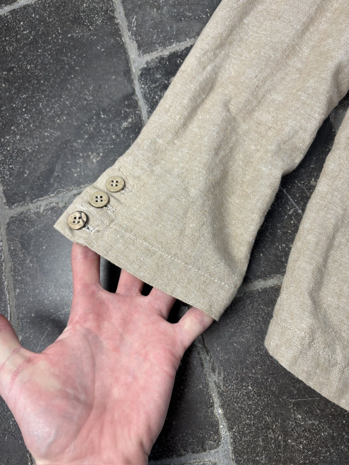 Japanese Brand 1990s Vintage Linen Blazer Suit Jacket Jungle Storm Japan Size 34R - 16 Thumbnail
