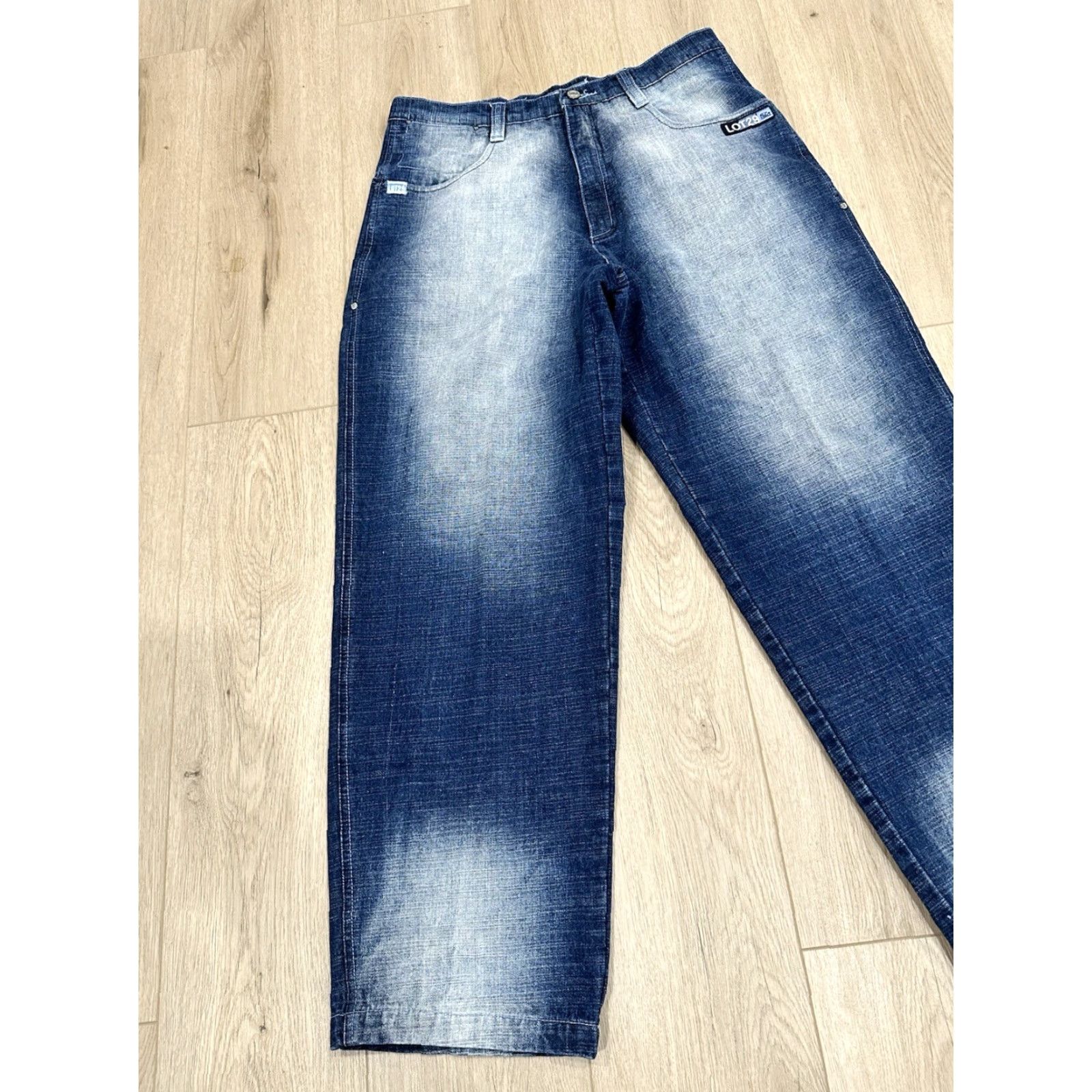 Vintage VTG Lot 29 Men's Jeans Size 34x31 Wide Leg Skater Y2K Denim 5-Pocket Embroidered Blue Cotton Relaxed Regular Jeans Mens Size US 34 / EU 50 - 3 Thumbnail