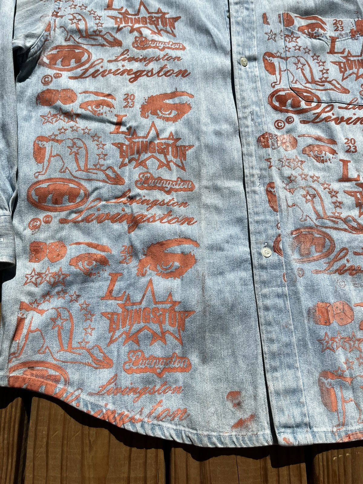 Japanese Brand Up/Cycled Denim Dead Klansman/Pornstar Button Up Shirt Size US L / EU 52-54 / 3 - 5 Thumbnail