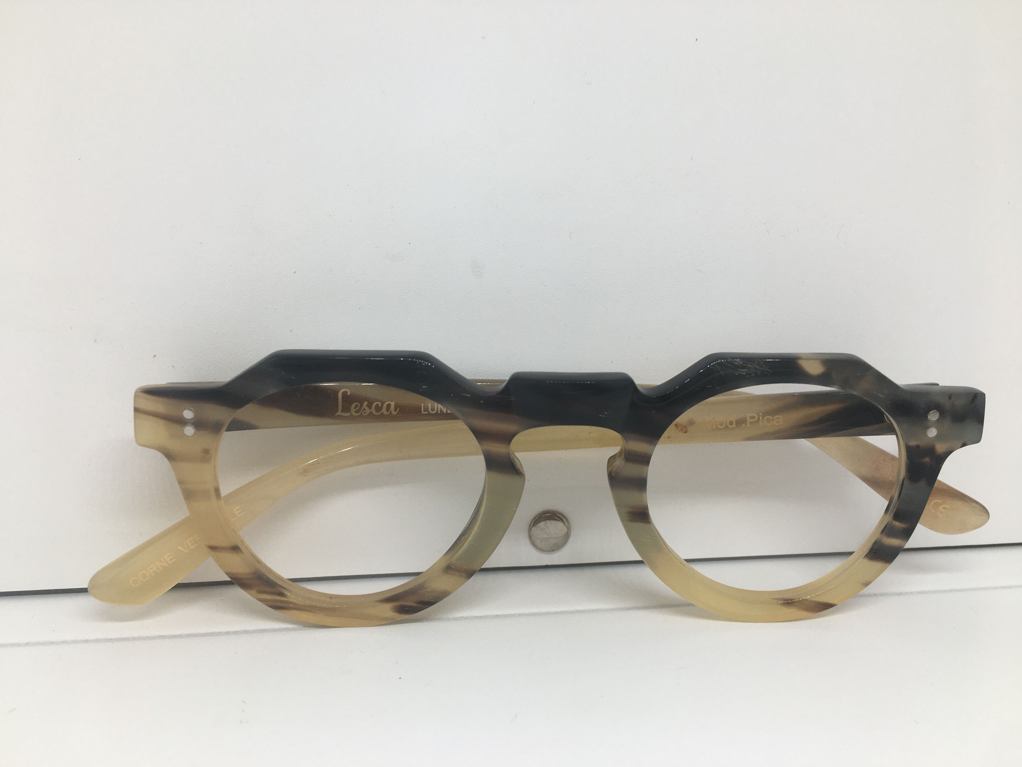 Lesca Lunetier Lesca Lunetier Genuine Horn PICA Architect Eyeglasses Size ONE SIZE - 8 Thumbnail