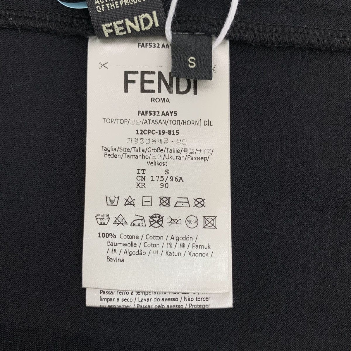 Fendi Fendi Black Geometric Embossed Short Sleeve T-shirt K26WX Size US S / EU 44-46 / 1 - 6 Thumbnail
