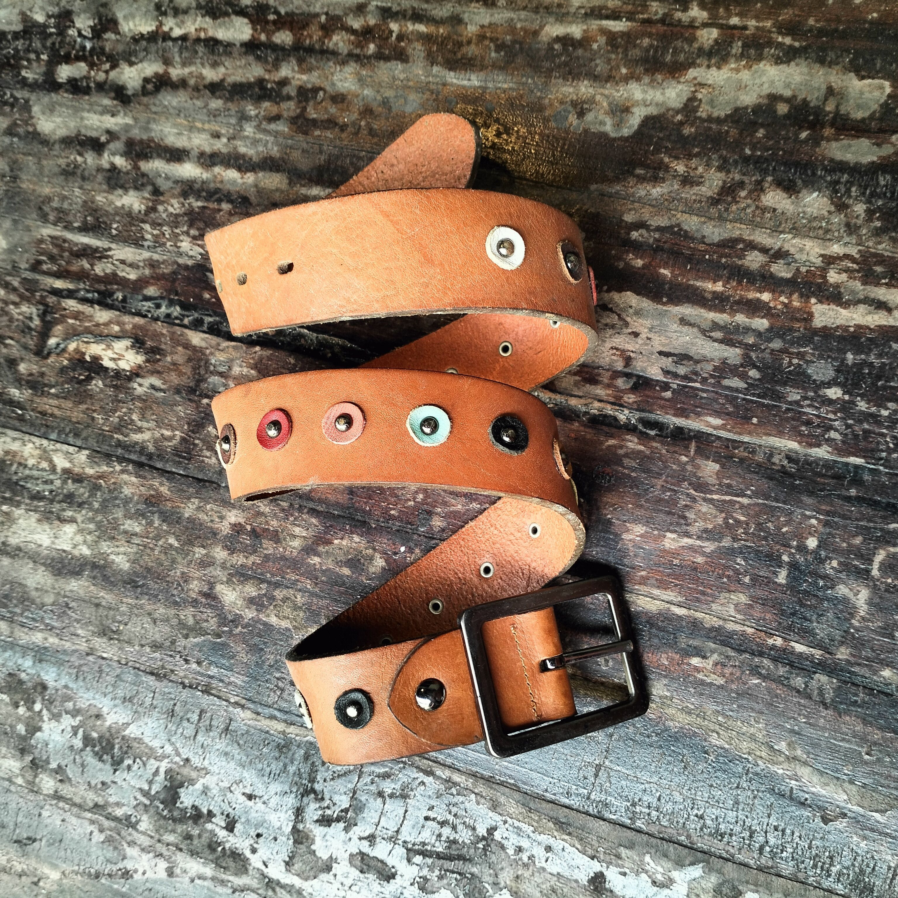 Vintage VINTAGE UNIQUE LEATHER BELT Size ONE SIZE - 4 Thumbnail