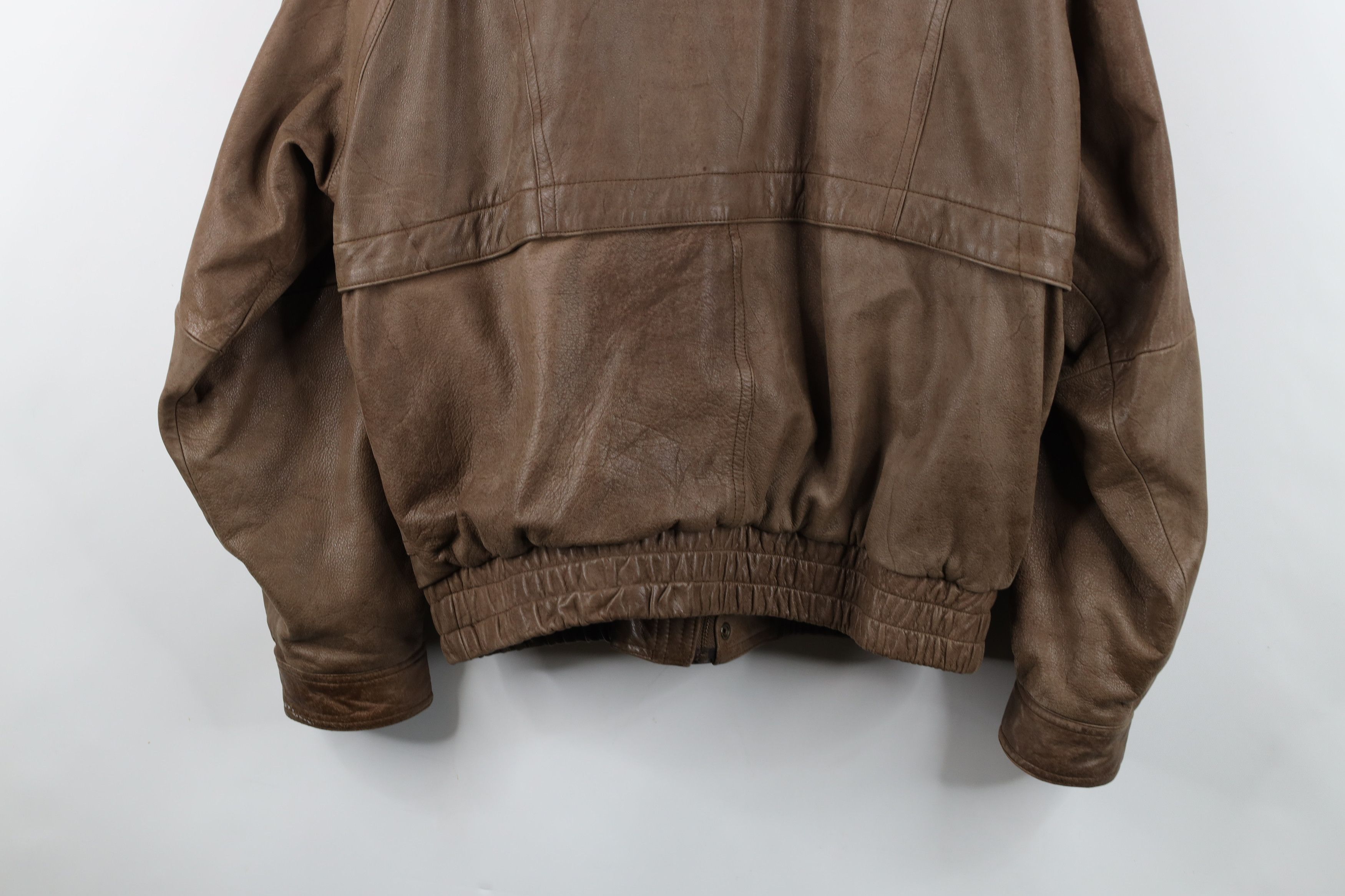 Vintage Vintage 90s Streetwear Leather Flight Bomber Jacket Brown Size US M / EU 48-50 / 2 - 15 Thumbnail