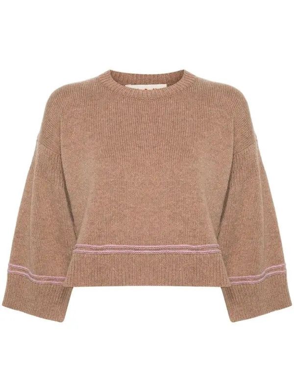 Marni o1w1db11125 Contrasting-Trim Virgin Wool Jumper in Brown Size XL / US 12-14 / IT 48-50 - 1 Thumbnail