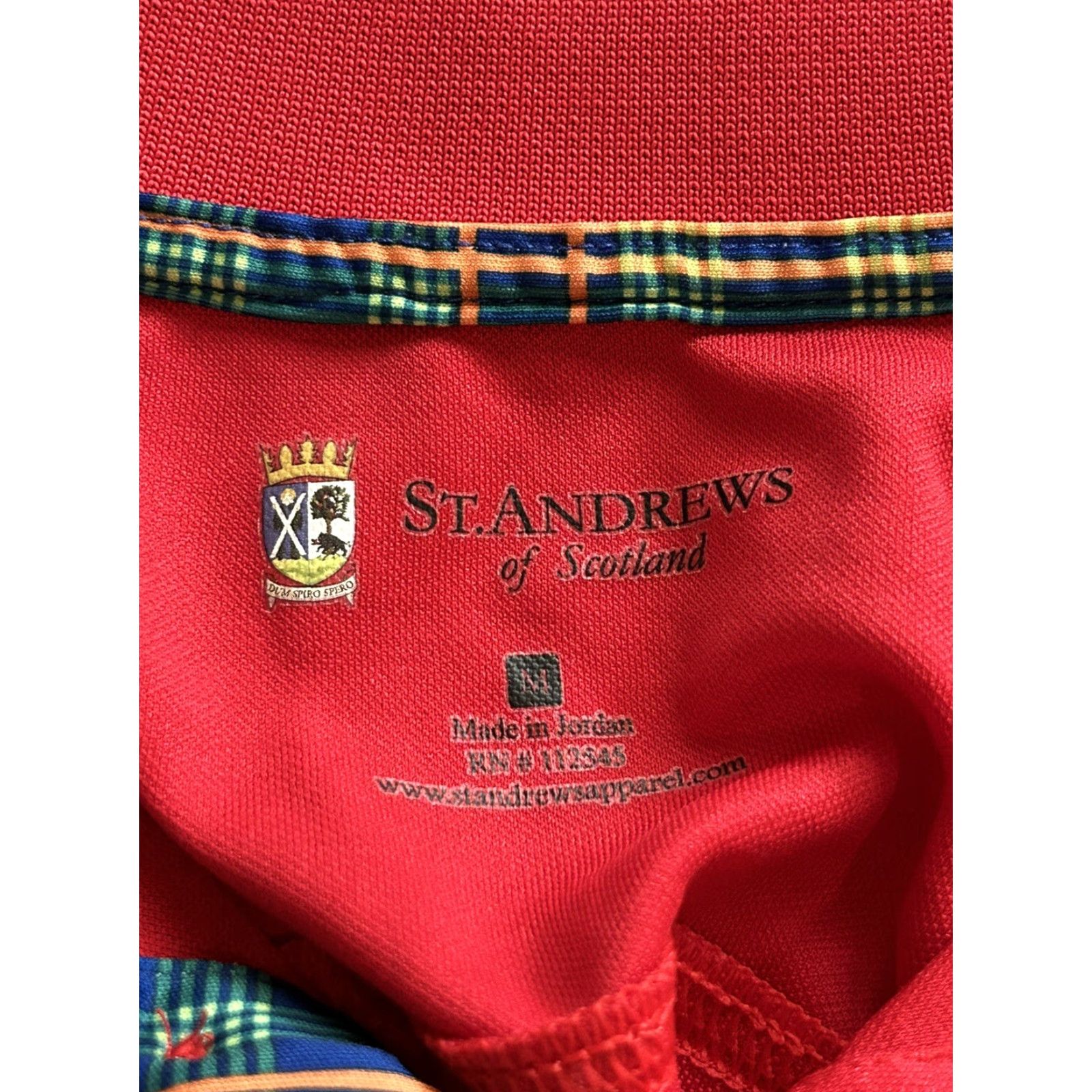 Vintage St. Andrews of Scotland Mens Golf Polo Shirt Red M Medium Short Sleeve Striped Size US M / EU 48-50 / 2 - 4 Thumbnail