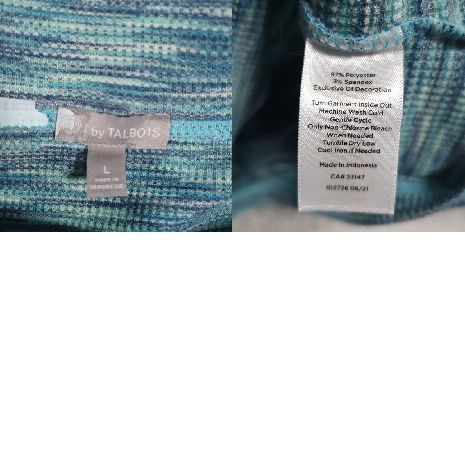Talbots Talbots T Shirt Women's Large Blue Thermal Waffle Knit Snap Mock Neck Size L / US 10 / IT 46 - 9 Thumbnail